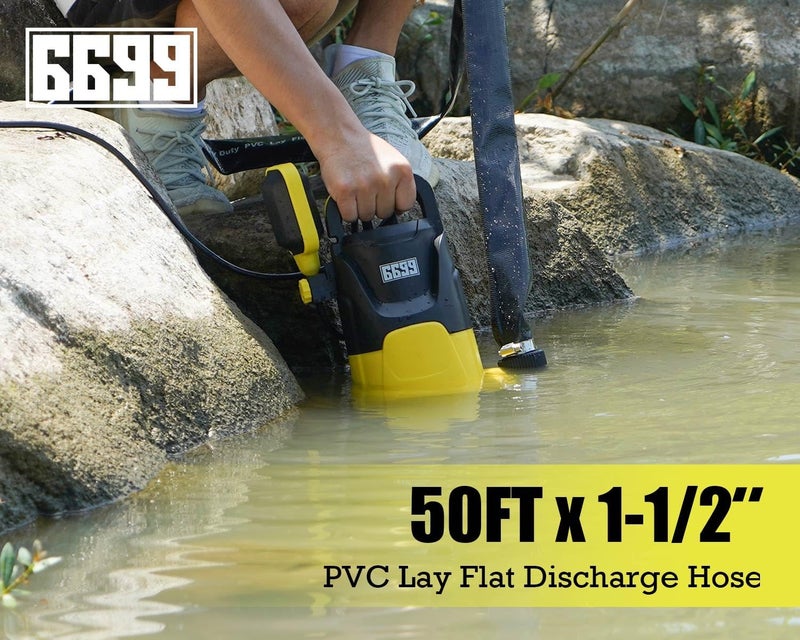 6699 Heavy Duty Discharge Hose PVC Lay Flat Water Tubing with Clamps Easy to Use Weather and Burst Resistant for Pools 1-1/2” ID x 50FT Drainage Kit - Image 2